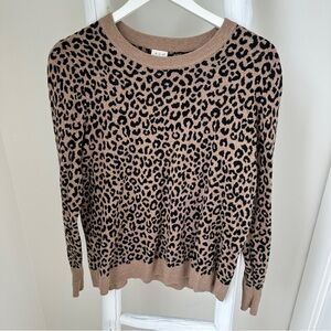 a new day Women’s Animal Print Crewneck Sweater - Brown and Black Size Large